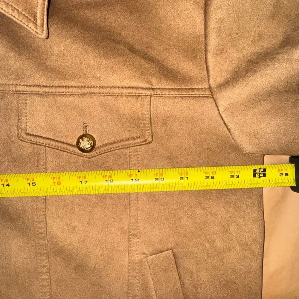 Maeve Faux Suede Trucker Jacket Camel Brown Size M Anthropologie - Picture 11 of 12